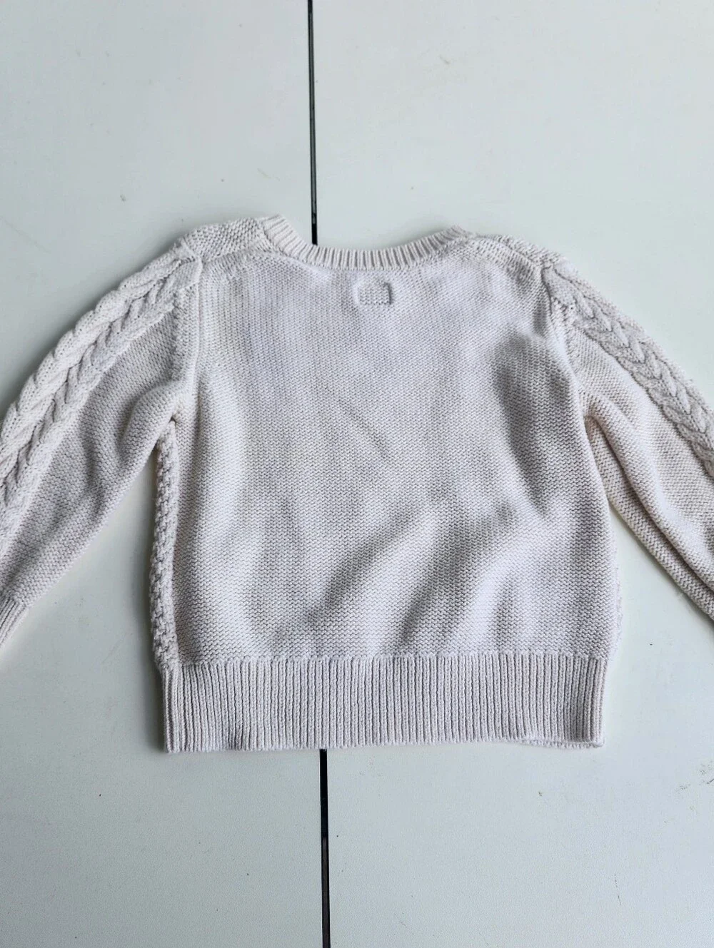 Baby GAP Size 18-24 Months Ivory  Cream Long Sleeved Cable Knit Sweater Cotton